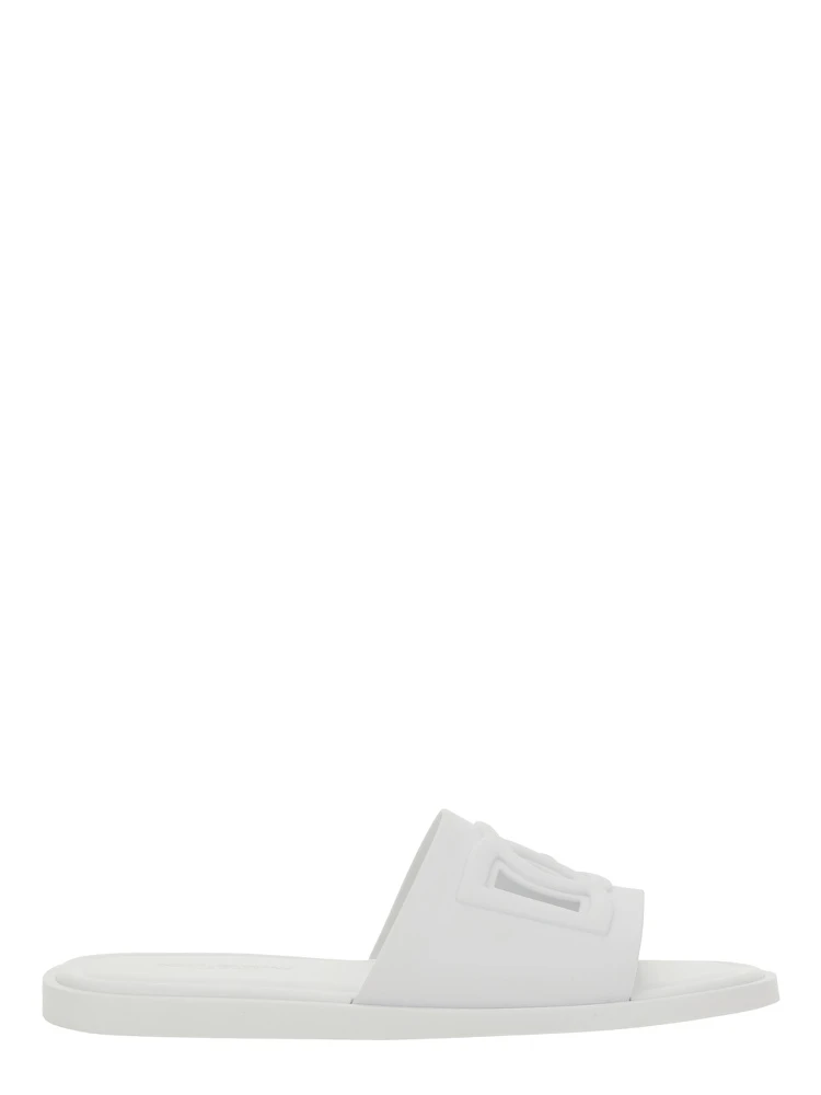 White Sandals with Logo Detail in Rubber Man