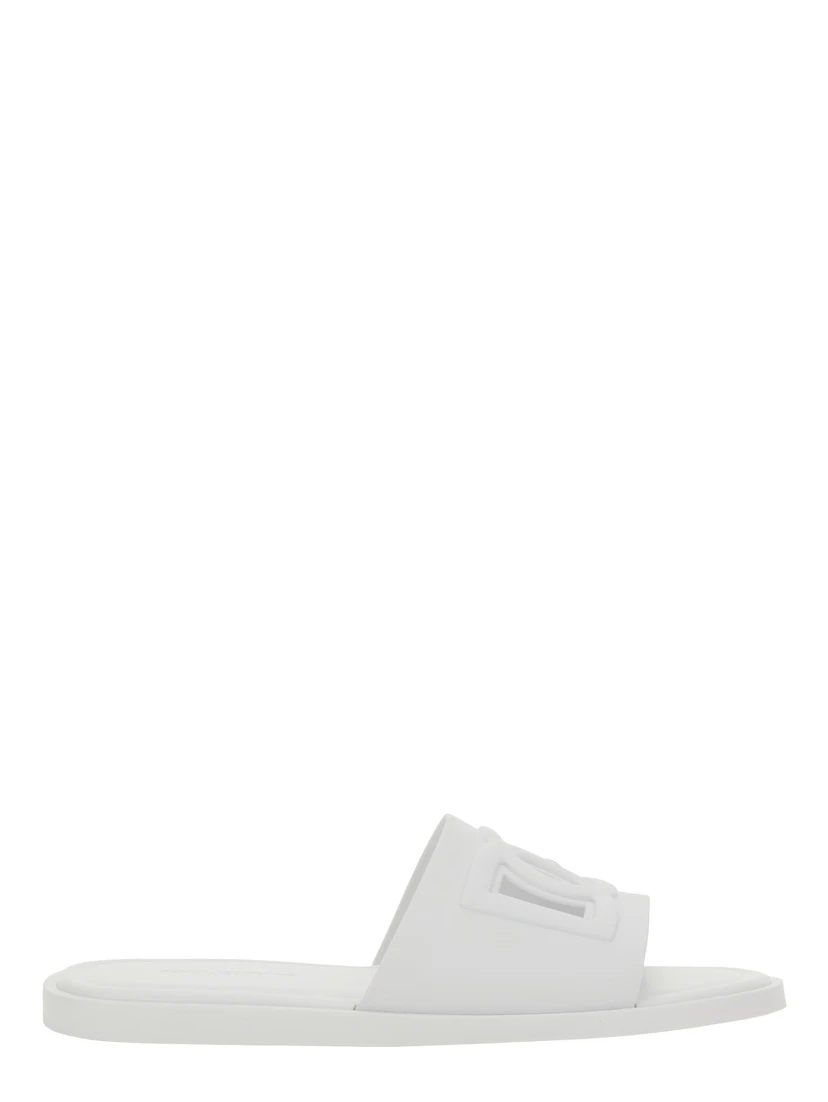 White Sandals with Logo Detail in Rubber Man