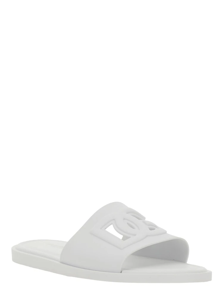 White Sandals with Logo Detail in Rubber Man alternative
