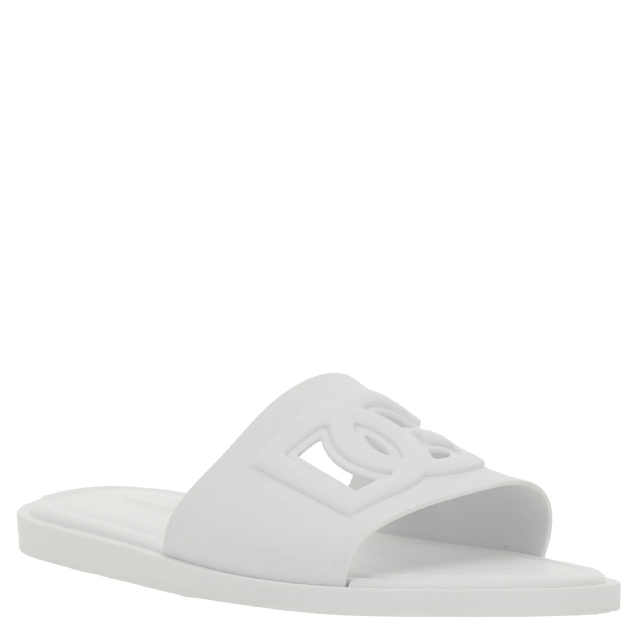 White Sandals with Logo Detail in Rubber Man