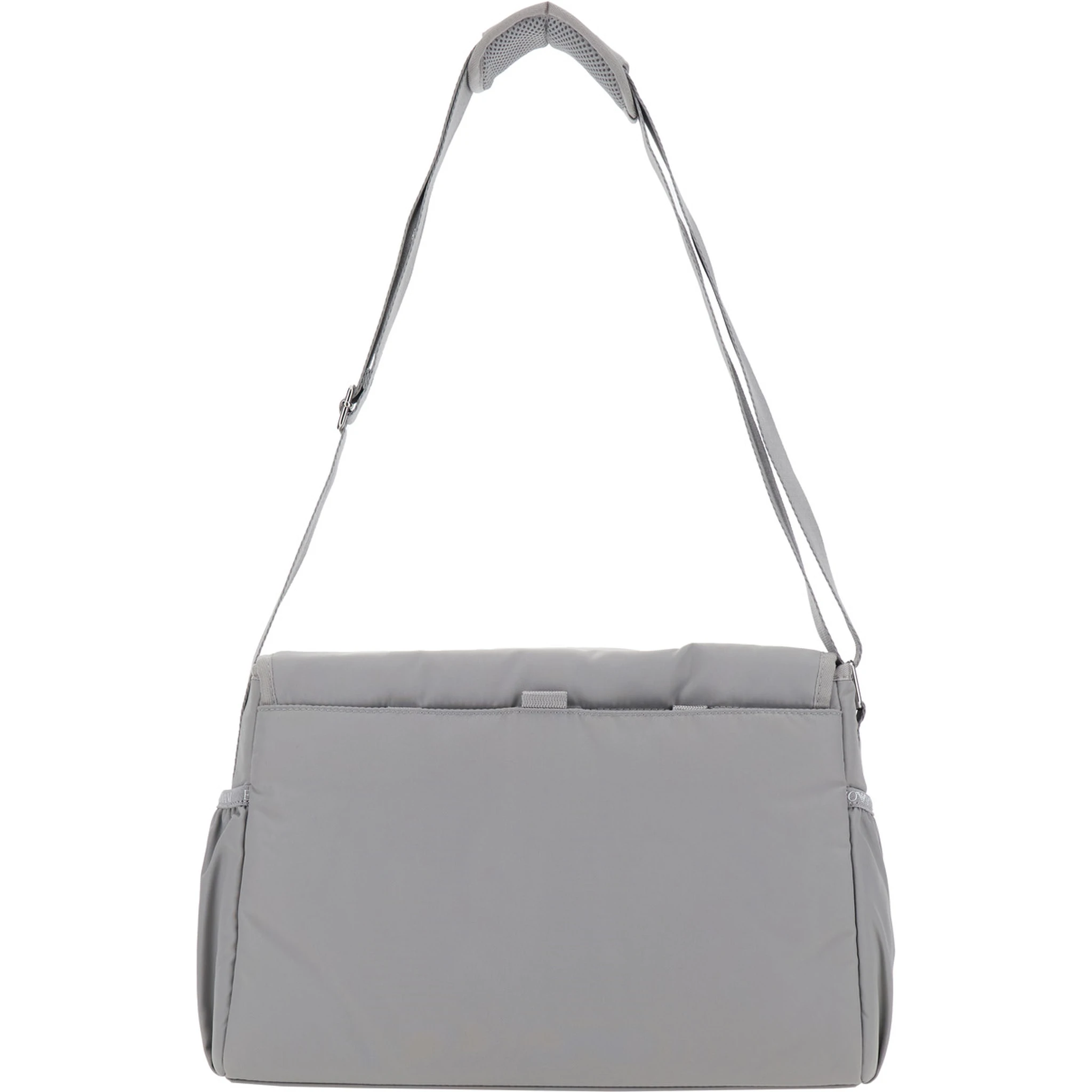 Mummy Grey Crossbody Bag with Metallic Logo Plaque on the Front in Fabric Baby