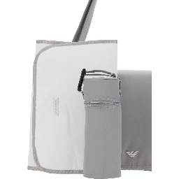 Mummy Grey Crossbody Bag with Metallic Logo Plaque on the Front in Fabric Baby