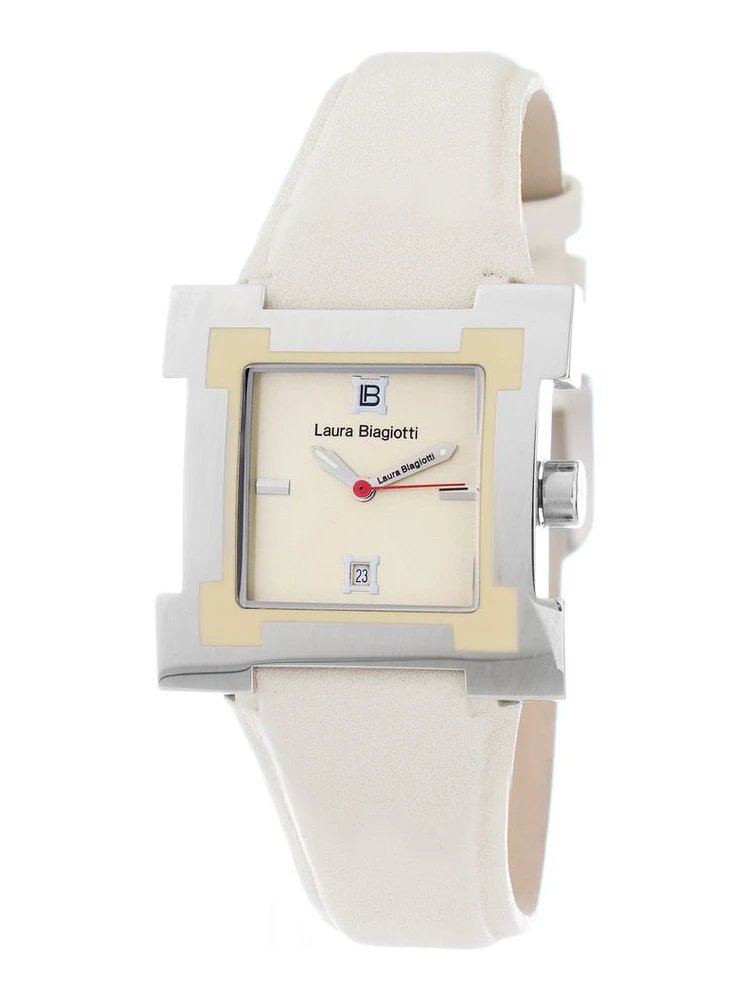 Beige Leather Dress Watch