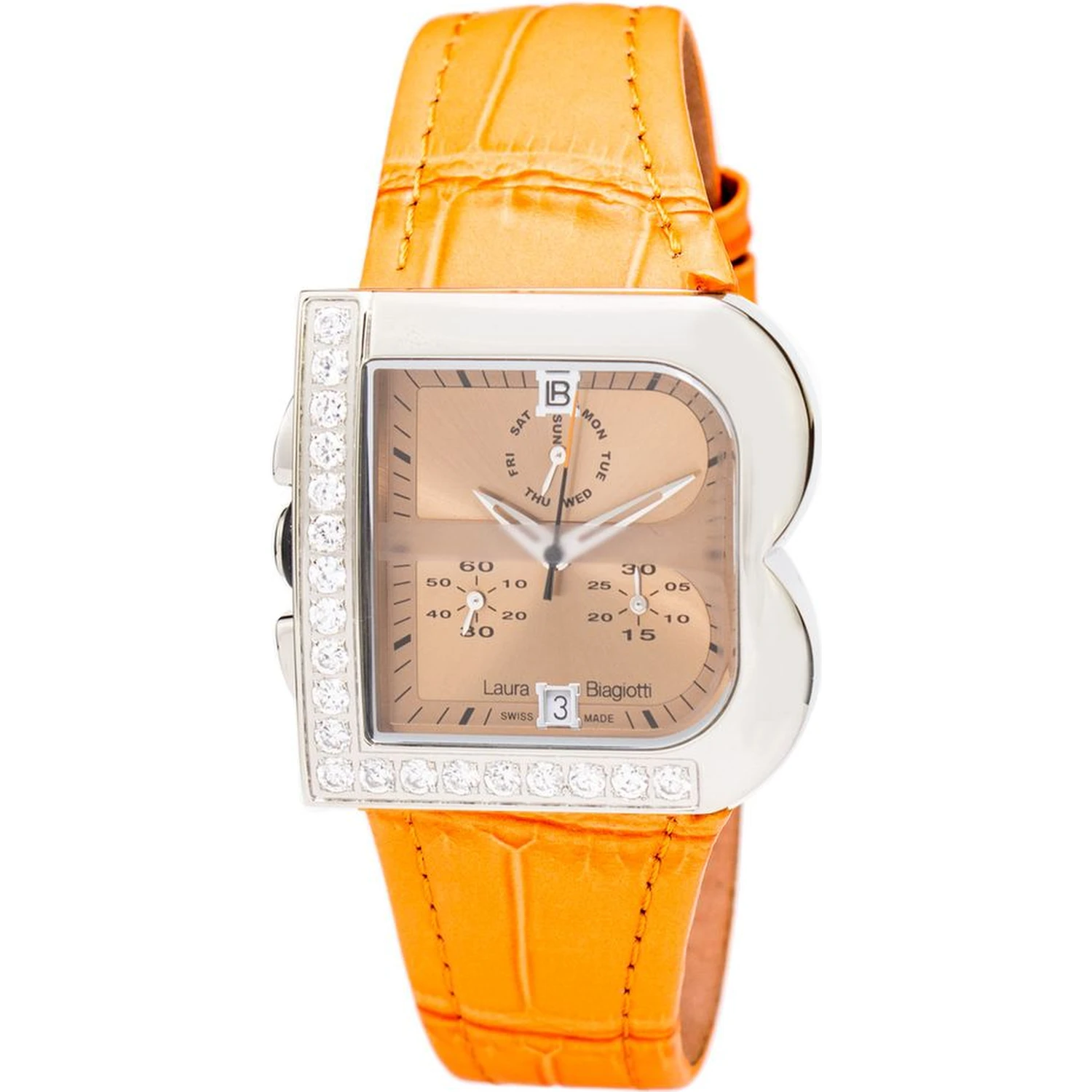 Orange Leather Dress Watch