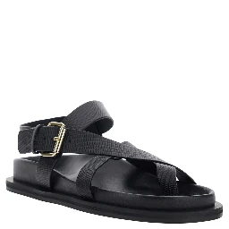 Elbert Black Sandals with Criss-Crossed Straps and Buckle Closure in Leather Woman