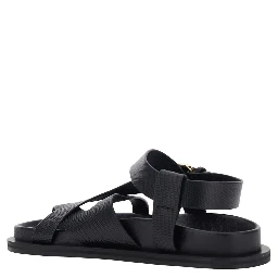 Elbert Black Sandals with Criss-Crossed Straps and Buckle Closure in Leather Woman