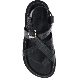 Elbert Black Sandals with Criss-Crossed Straps and Buckle Closure in Leather Woman