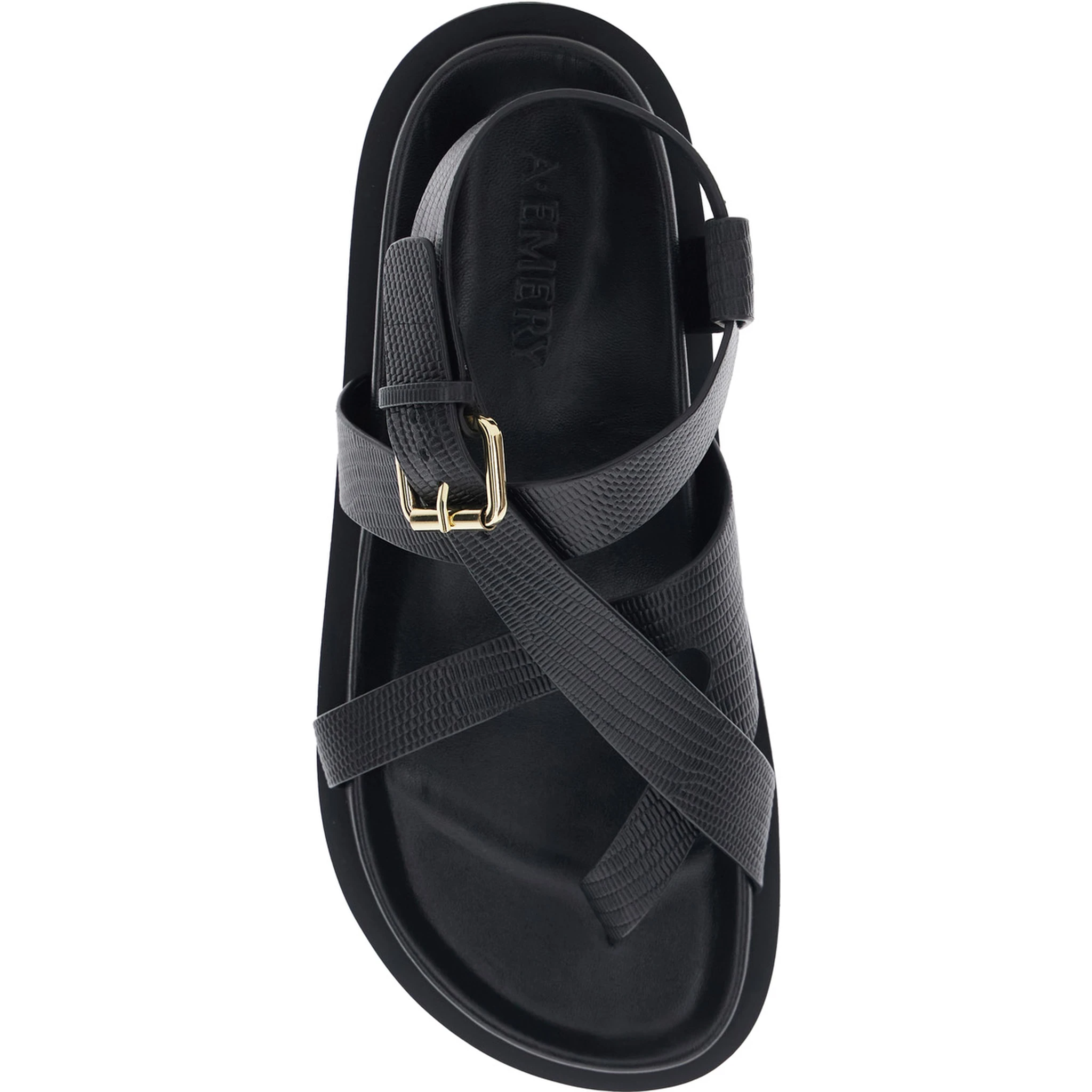 Elbert Black Sandals with Criss-Crossed Straps and Buckle Closure in Leather Woman