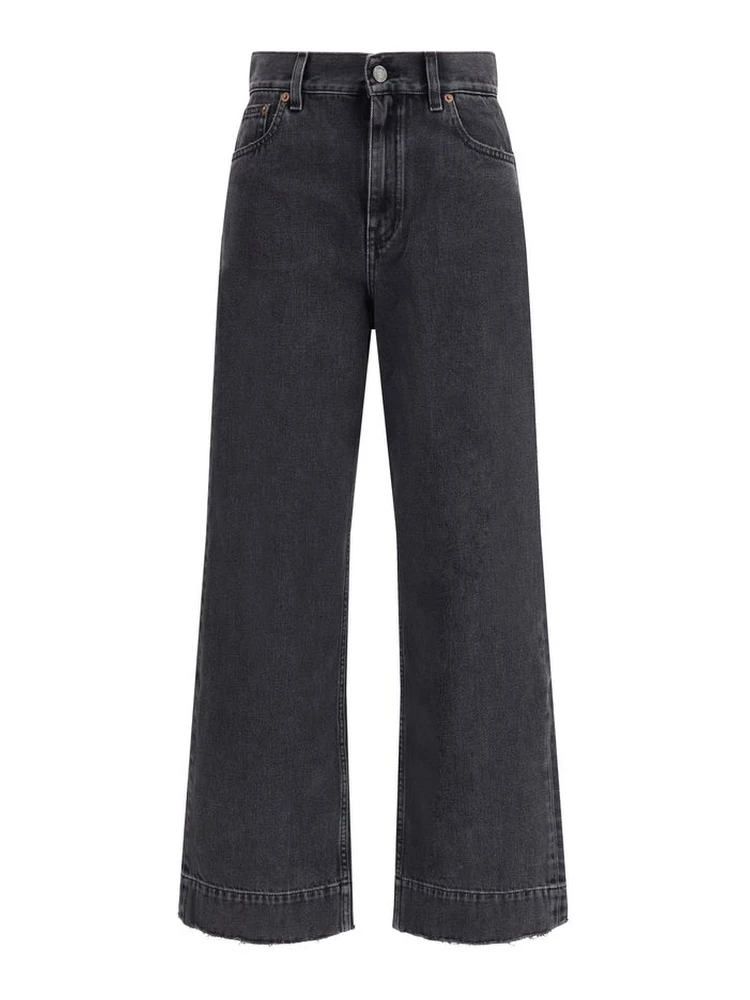 Black Cotton High-Waisted Jean