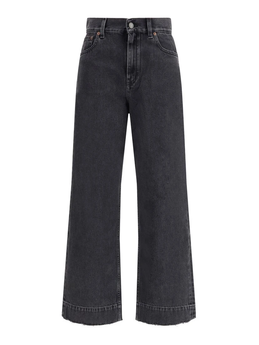 Black Cotton High-Waisted Jean
