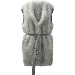 Reversible sleeveless jacket with belt