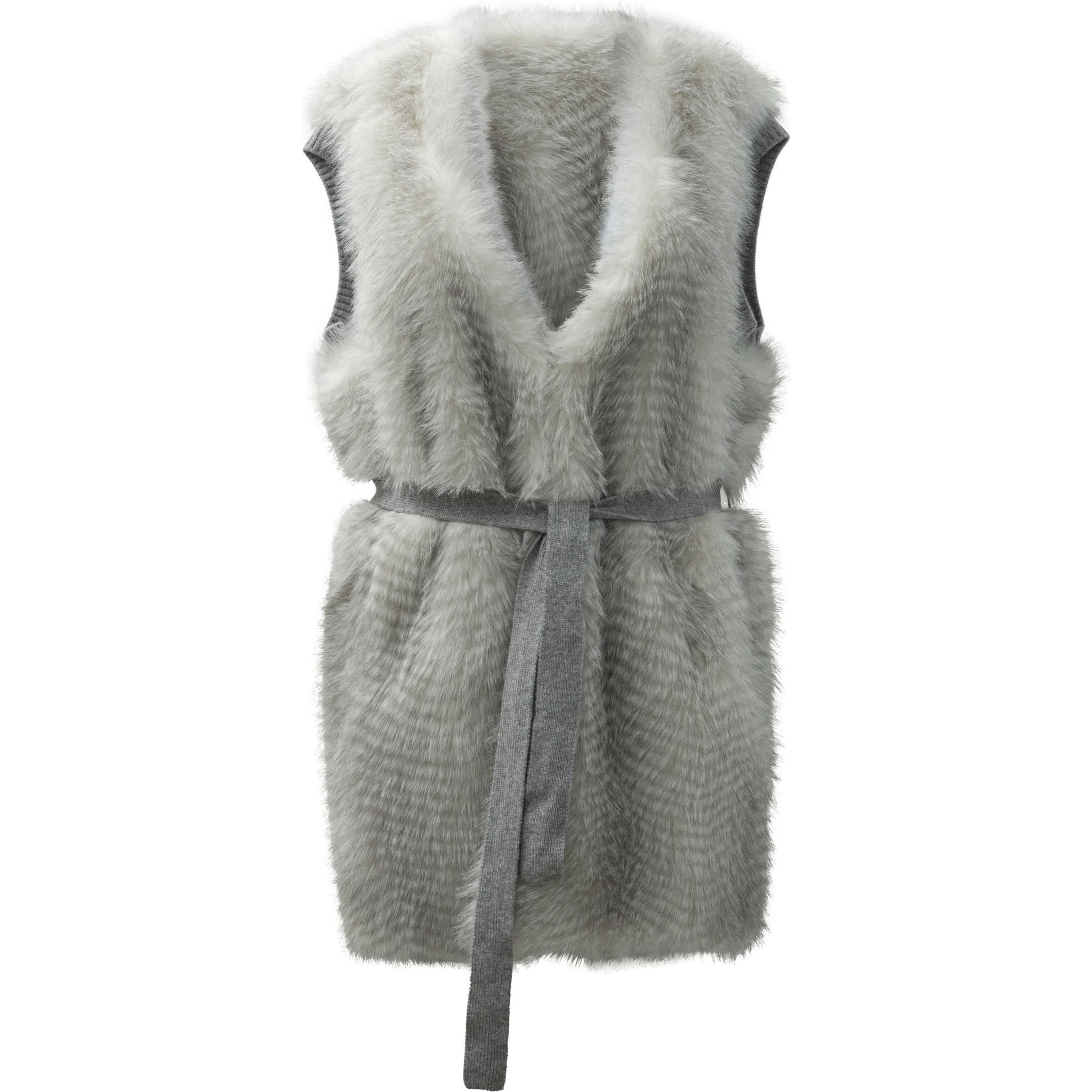 Reversible sleeveless jacket with belt