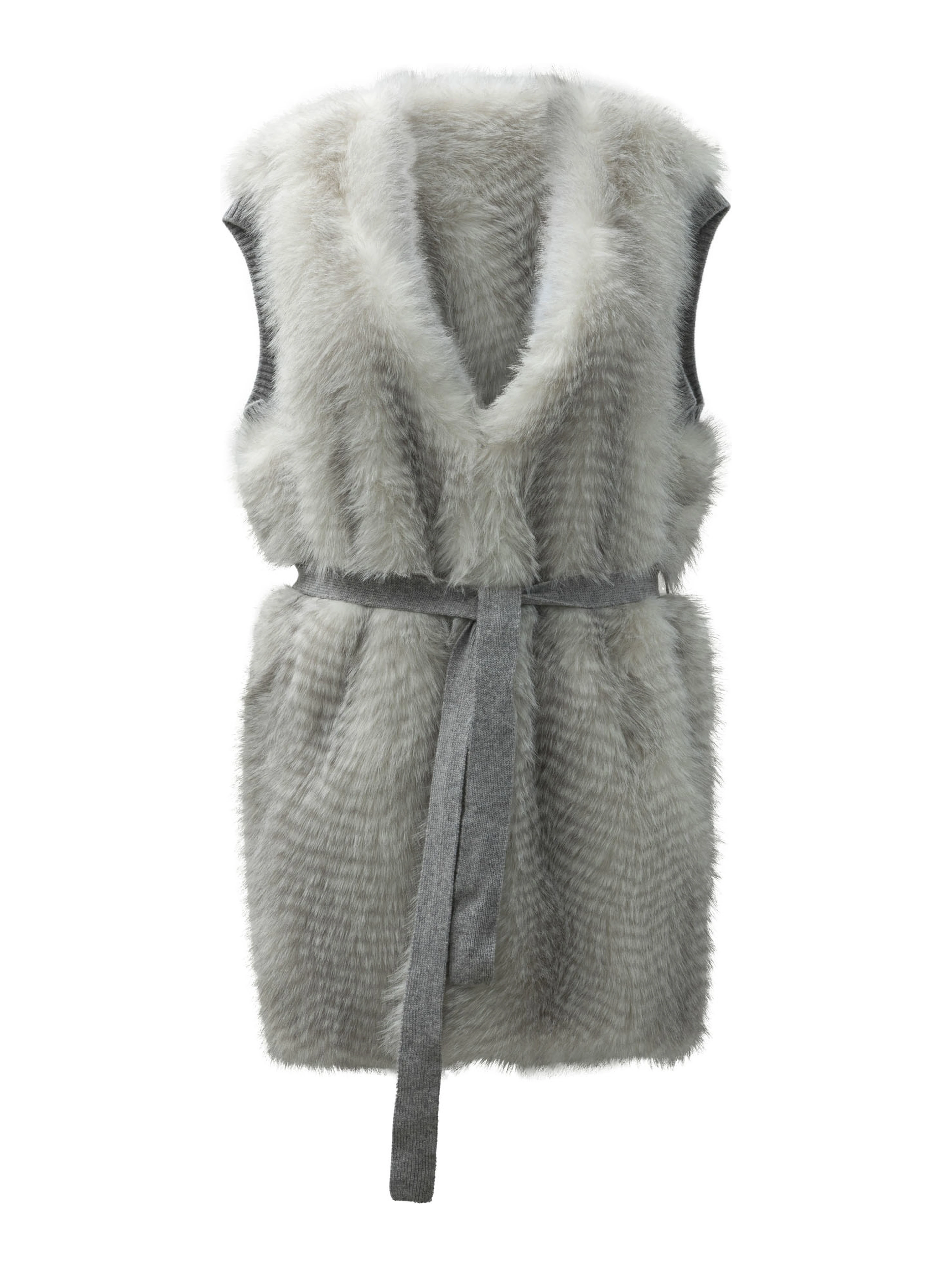 Reversible sleeveless jacket with belt
