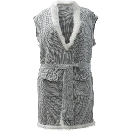 Reversible sleeveless jacket with belt