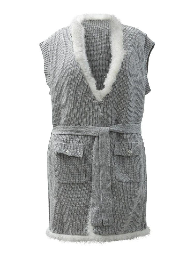 Reversible sleeveless jacket with belt alternative
