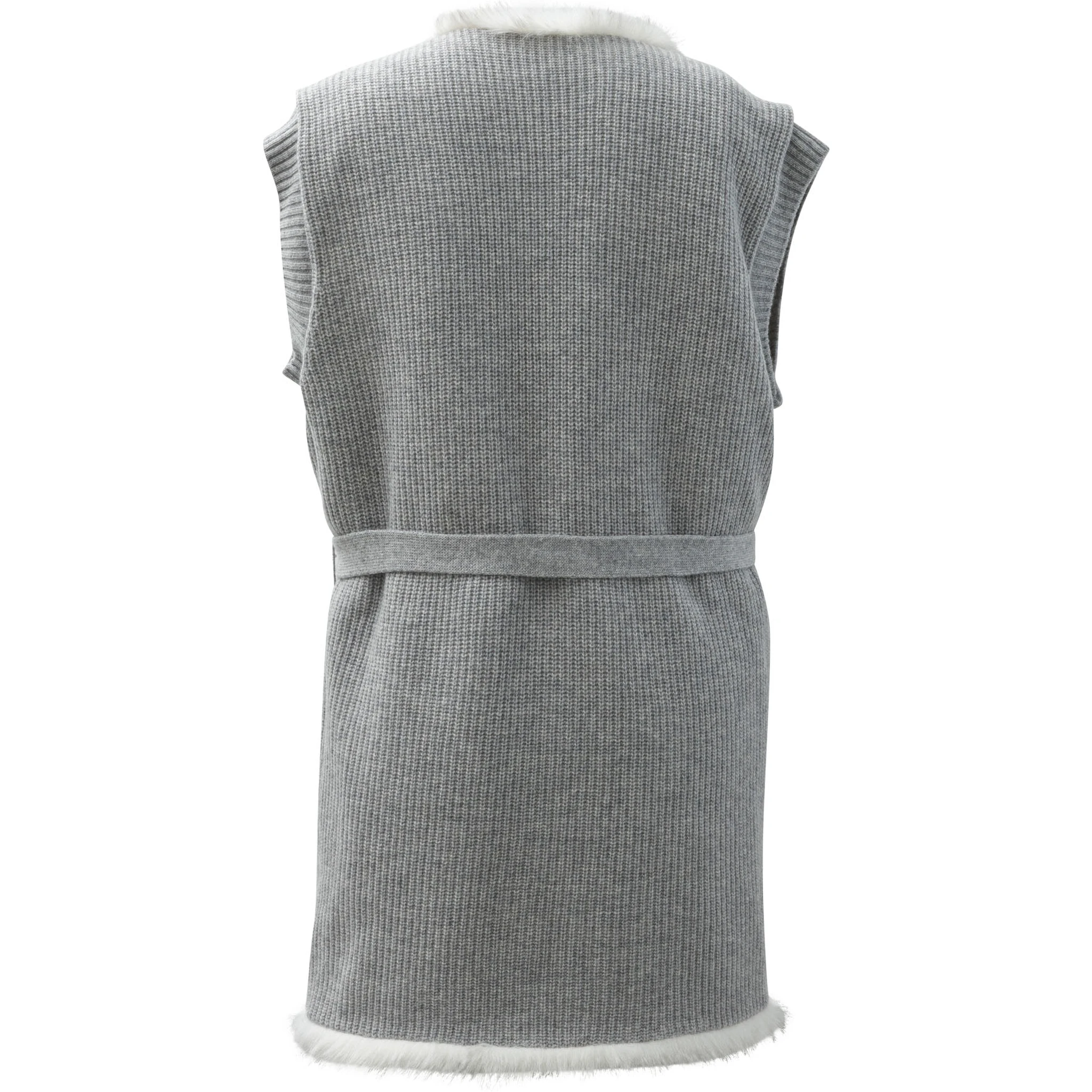 Reversible sleeveless jacket with belt