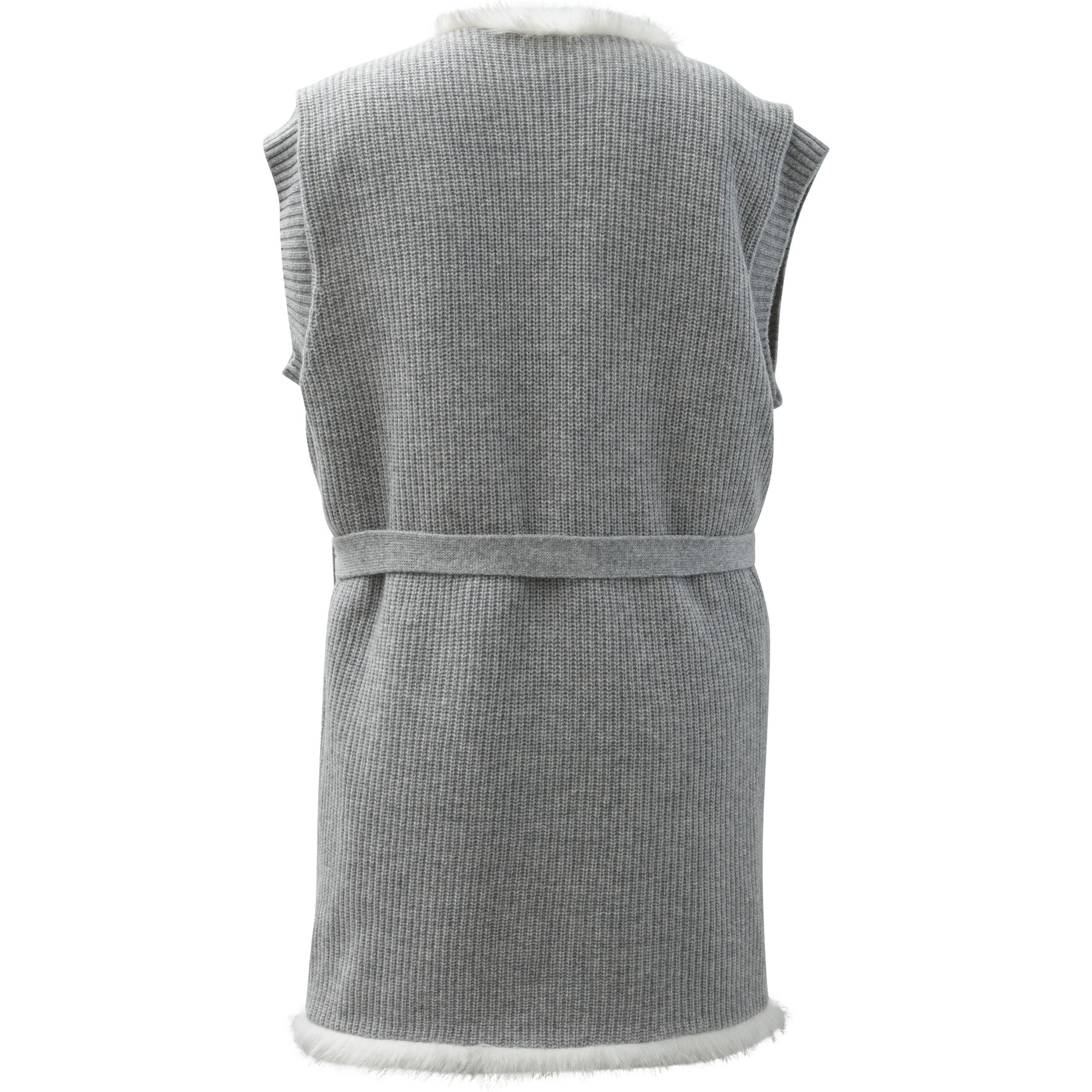 Reversible sleeveless jacket with belt