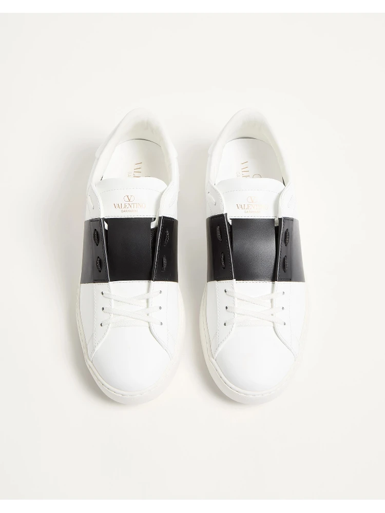 "Open" sneakers in leather alternative