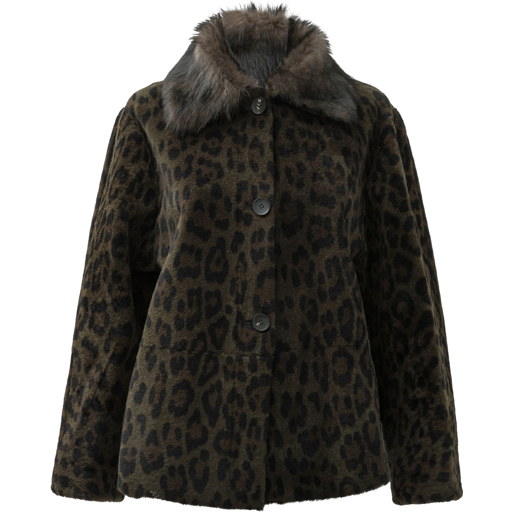 Reversible short coat in shearling