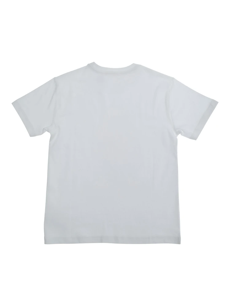 White Crewneck T-Shirt with Maxi Logo Print on the Front in Cotton Boy alternative