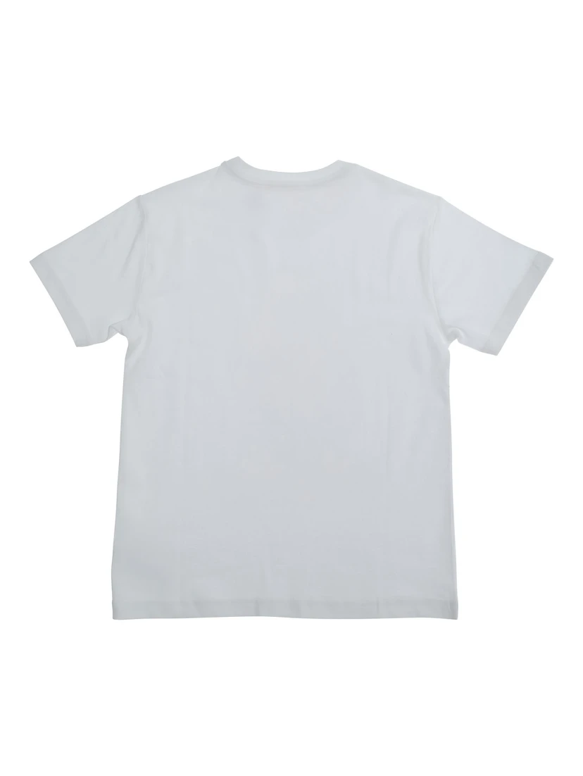 White Crewneck T-Shirt with Maxi Logo Print on the Front in Cotton Boy