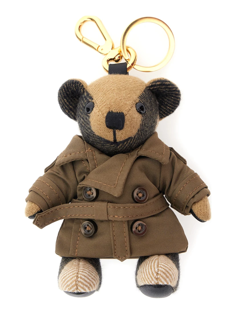 Brown Thomas City Keychain with Bear Charm and Lobster Claw in Cashmere and Metal Woman