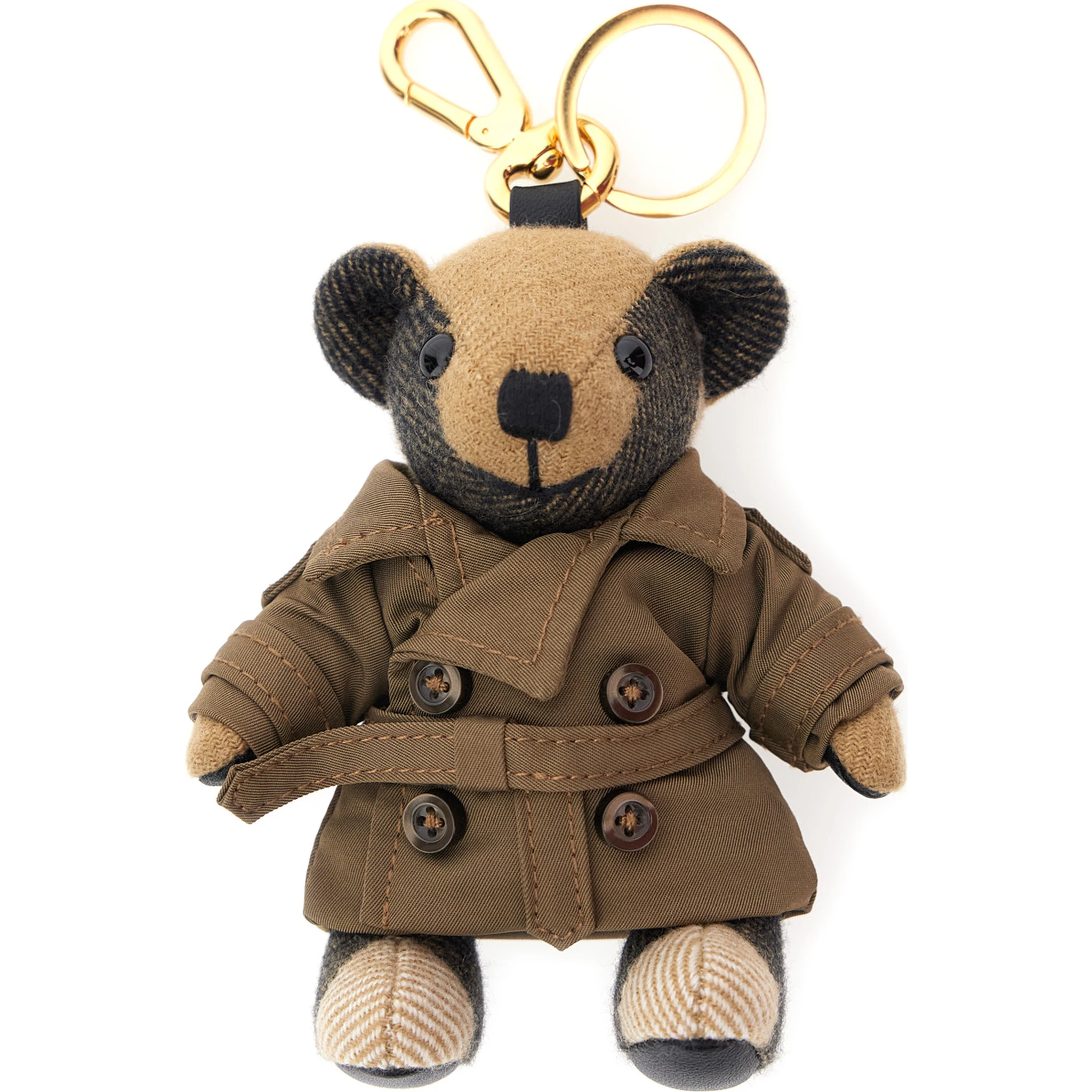 Brown Thomas City Keychain with Bear Charm and Lobster Claw in Cashmere and Metal Woman