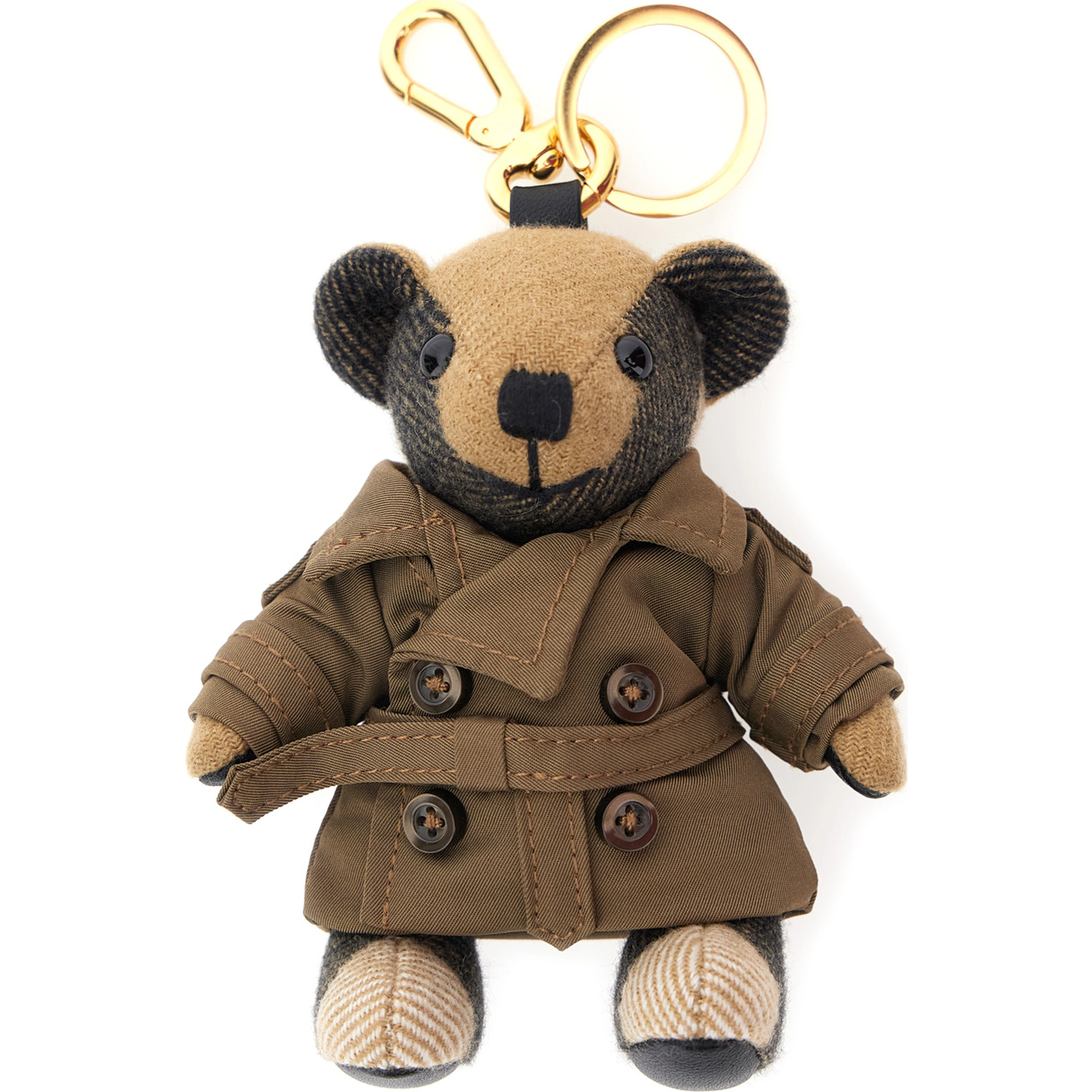 Brown Thomas City Keychain with Bear Charm and Lobster Claw in Cashmere and Metal Woman