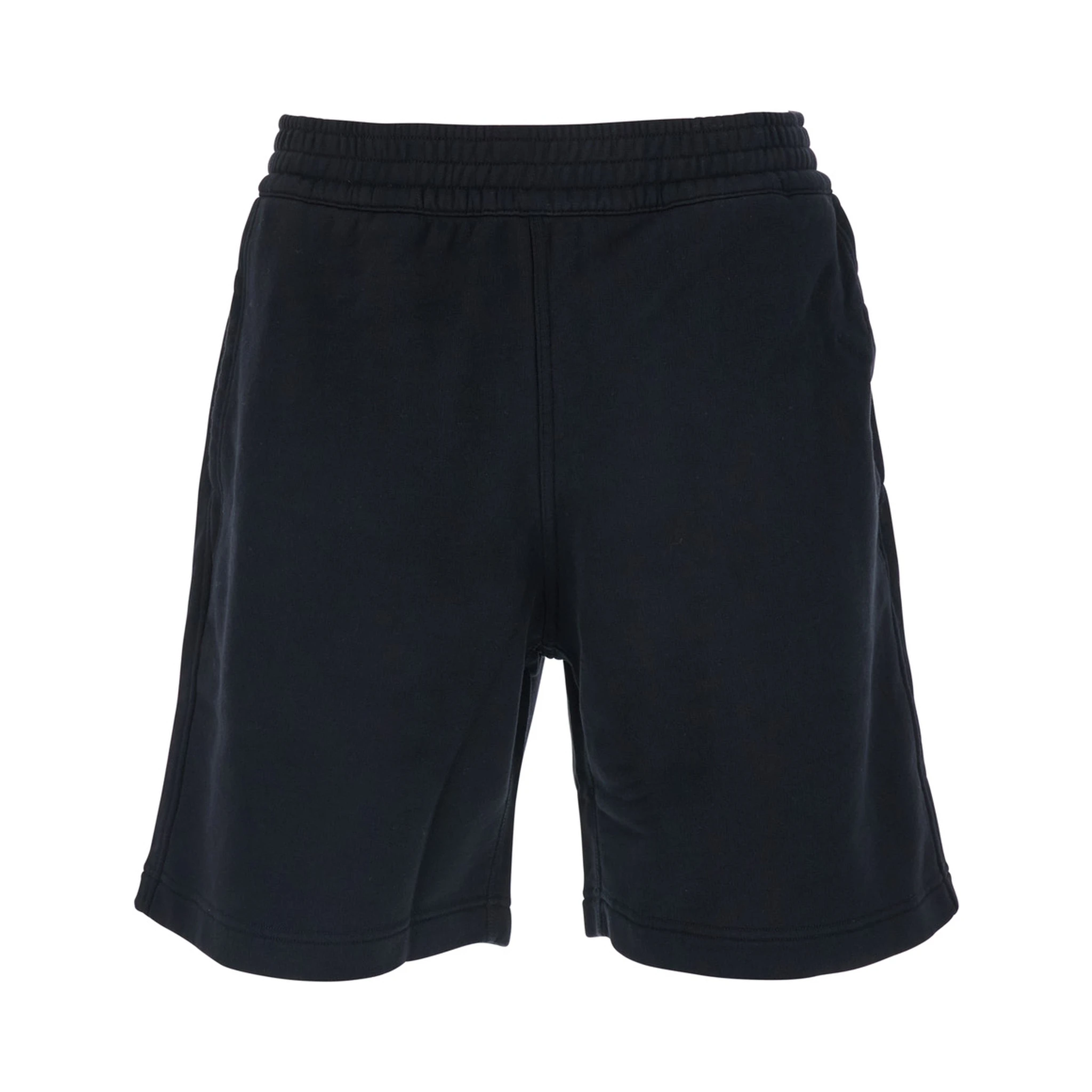 Black Bermuda Shorts with Elastic Waist and Logo Patch on the Back in Cotton Man