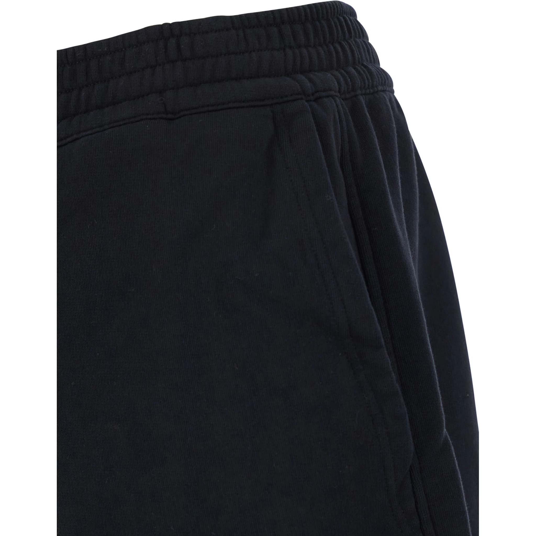 Black Bermuda Shorts with Elastic Waist and Logo Patch on the Back in Cotton Man