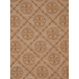 Beige Scarf with All-Over T Motif Monogram and Fringed Edges in Wool Woman