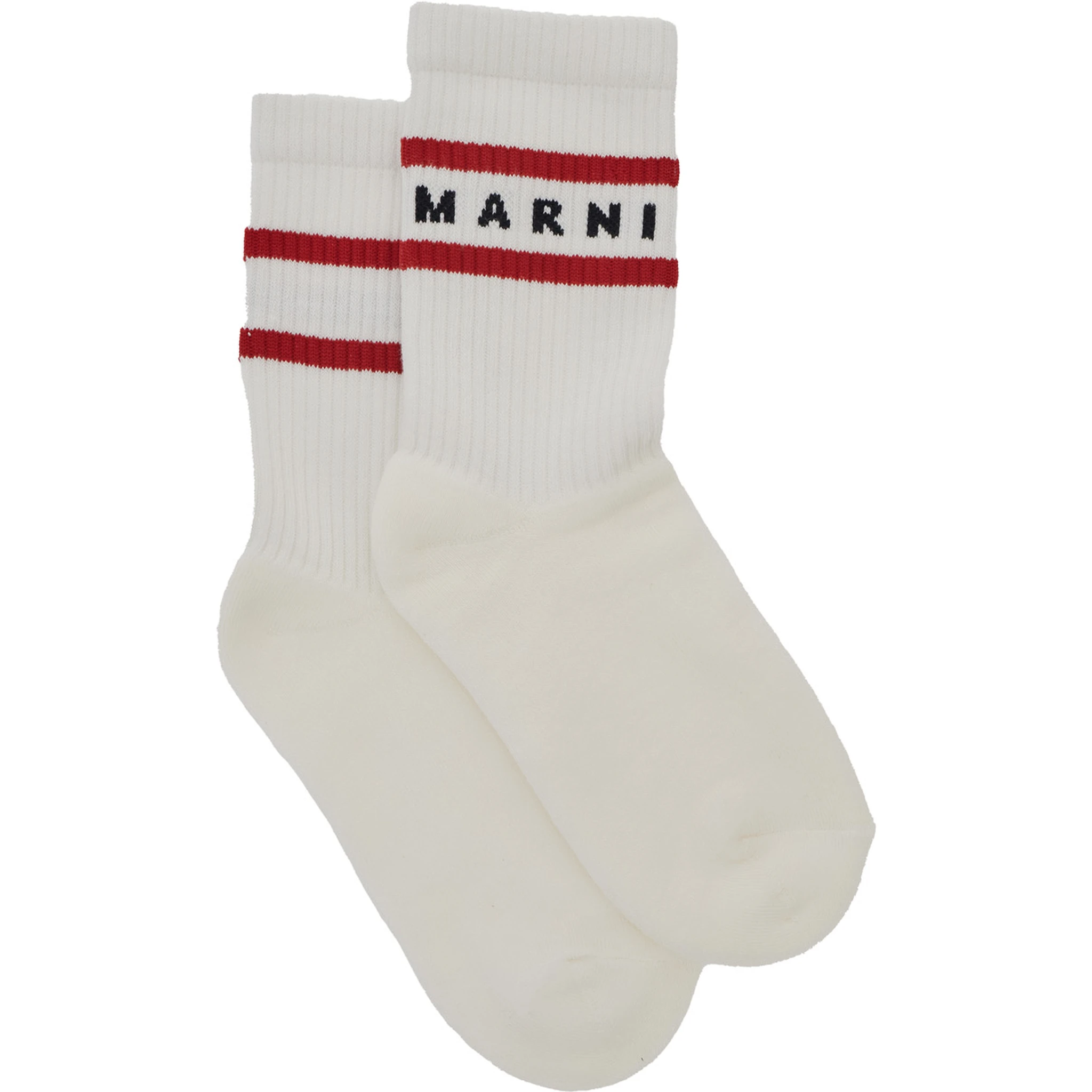 White Socks with Ribbed Design and Logo Lettering in Cotton Boy