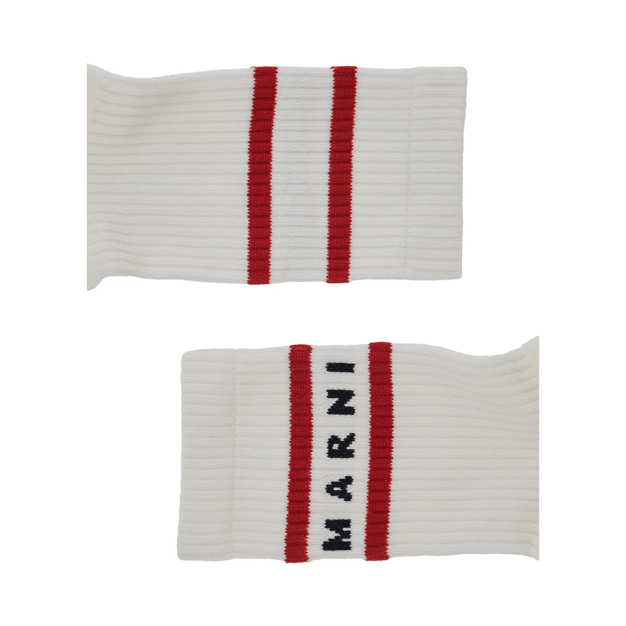 White Socks with Ribbed Design and Logo Lettering in Cotton Boy