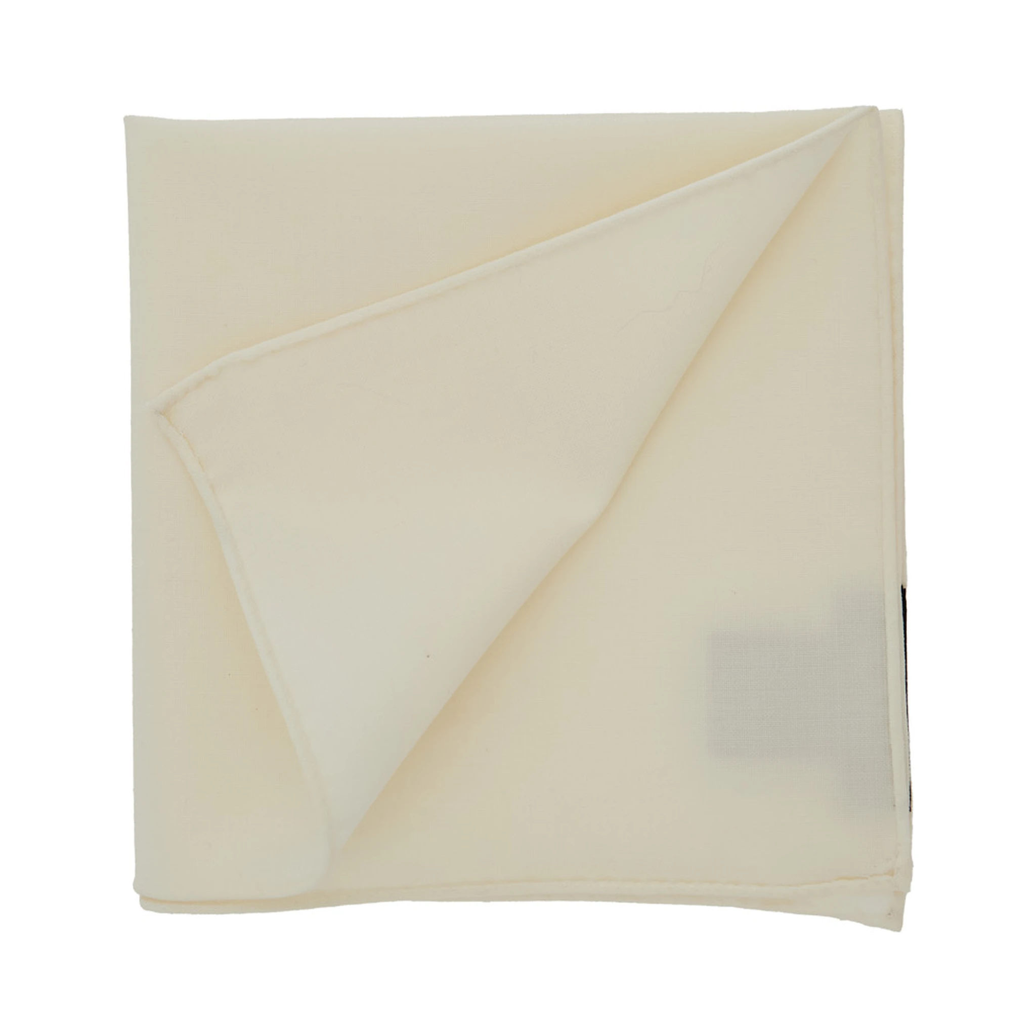 Cream White Handkerchief with Internal Logo Patch in Virgin Wool Man