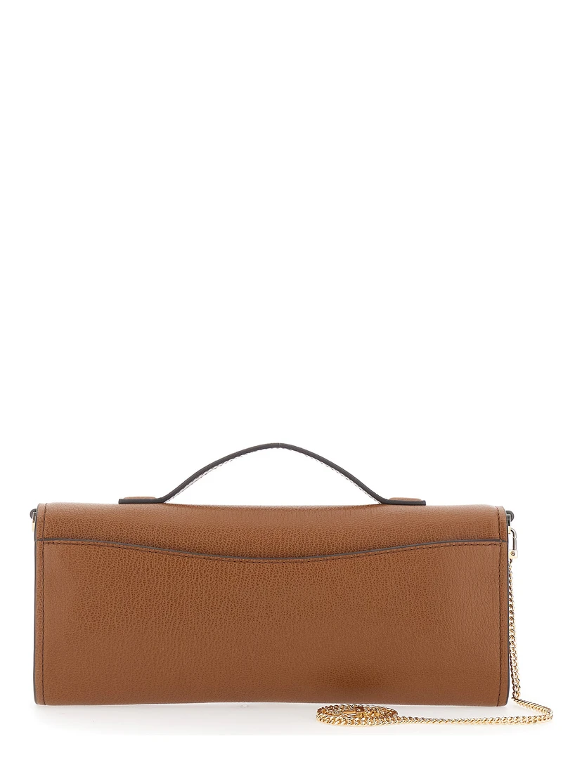 Hamilton Moderne Brown Clutch with Padlock Detail on the Front in Hammered Leather Woman