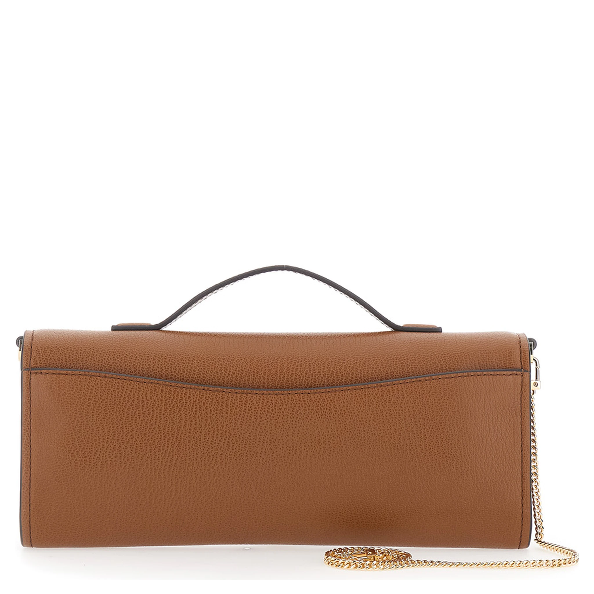 Hamilton Moderne Brown Clutch with Padlock Detail on the Front in Hammered Leather Woman