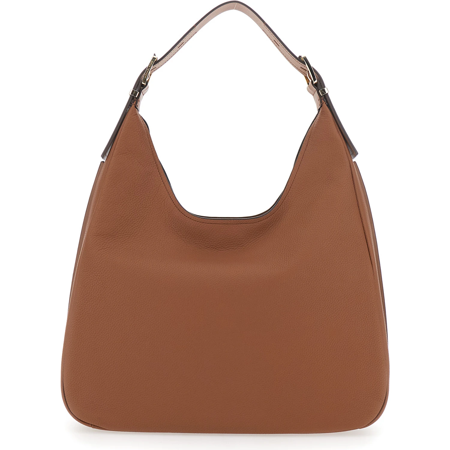 Nolita Large Brown Shoulder Bag with Logo Lettering on the Front in Leather Woman