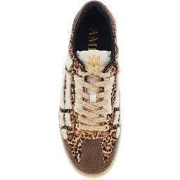 Pacific Bones Brown Low-Top Sneaker with Logo Patch on the Tongue and Leopard Print in Suede Man