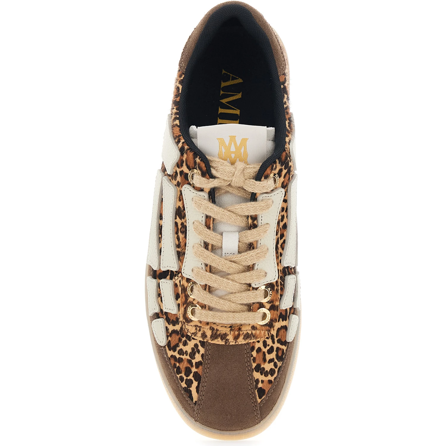 Pacific Bones Brown Low-Top Sneaker with Logo Patch on the Tongue and Leopard Print in Suede Man
