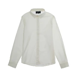 White Shirt with Classic Collar and Embossed Logo in Cotton Boy