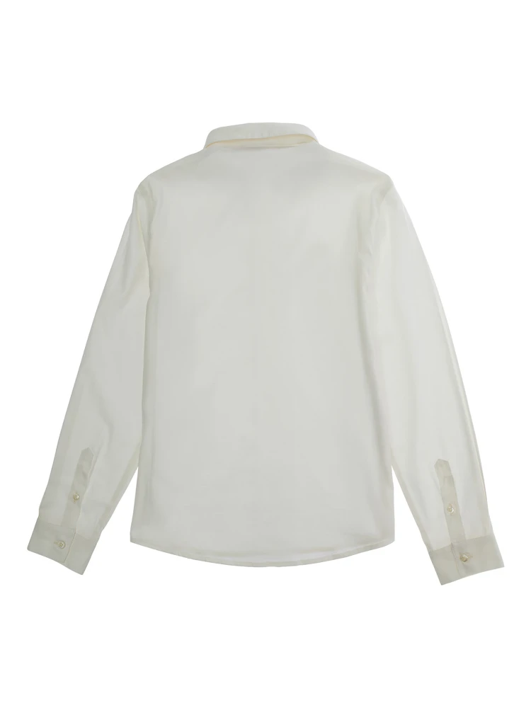 White Shirt with Classic Collar and Embossed Logo in Cotton Boy alternative