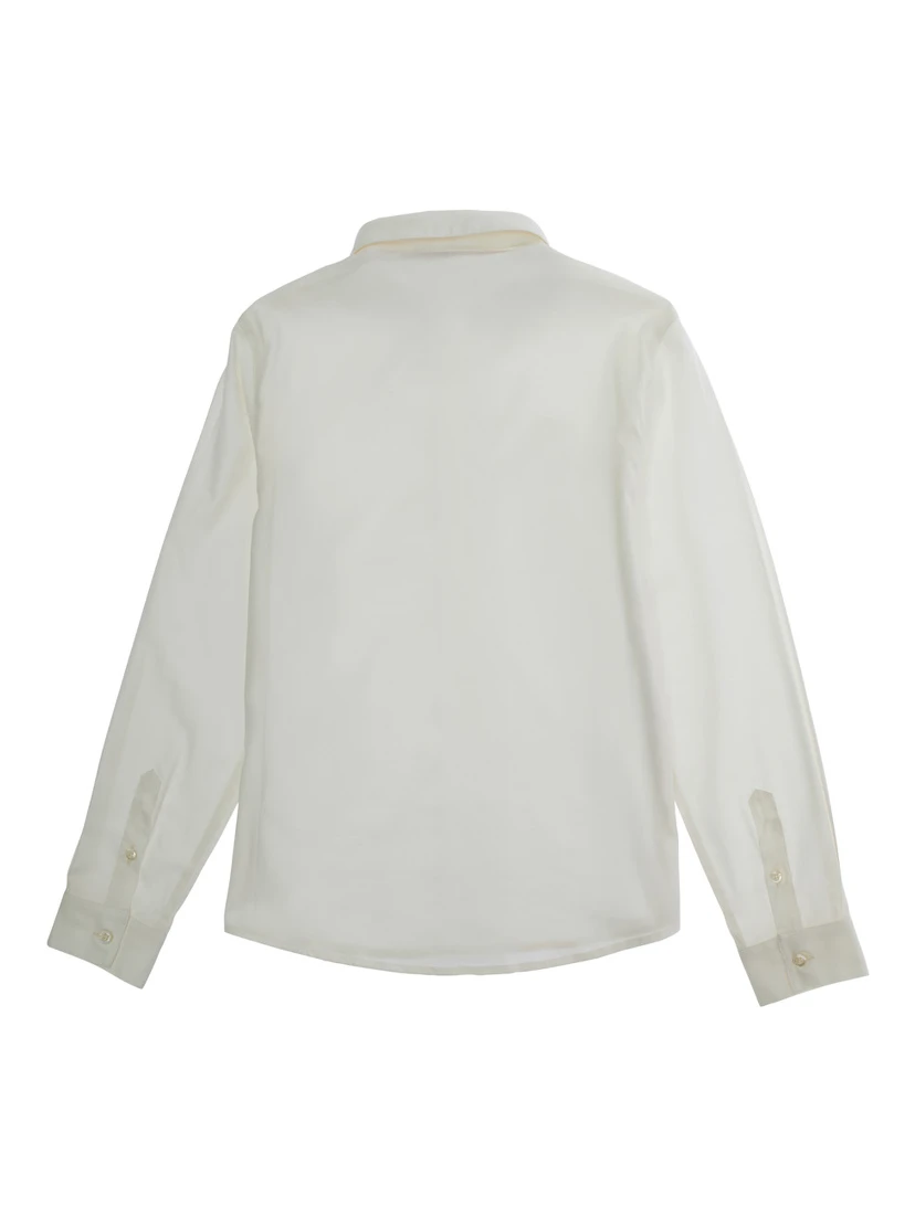 White Shirt with Classic Collar and Embossed Logo in Cotton Boy