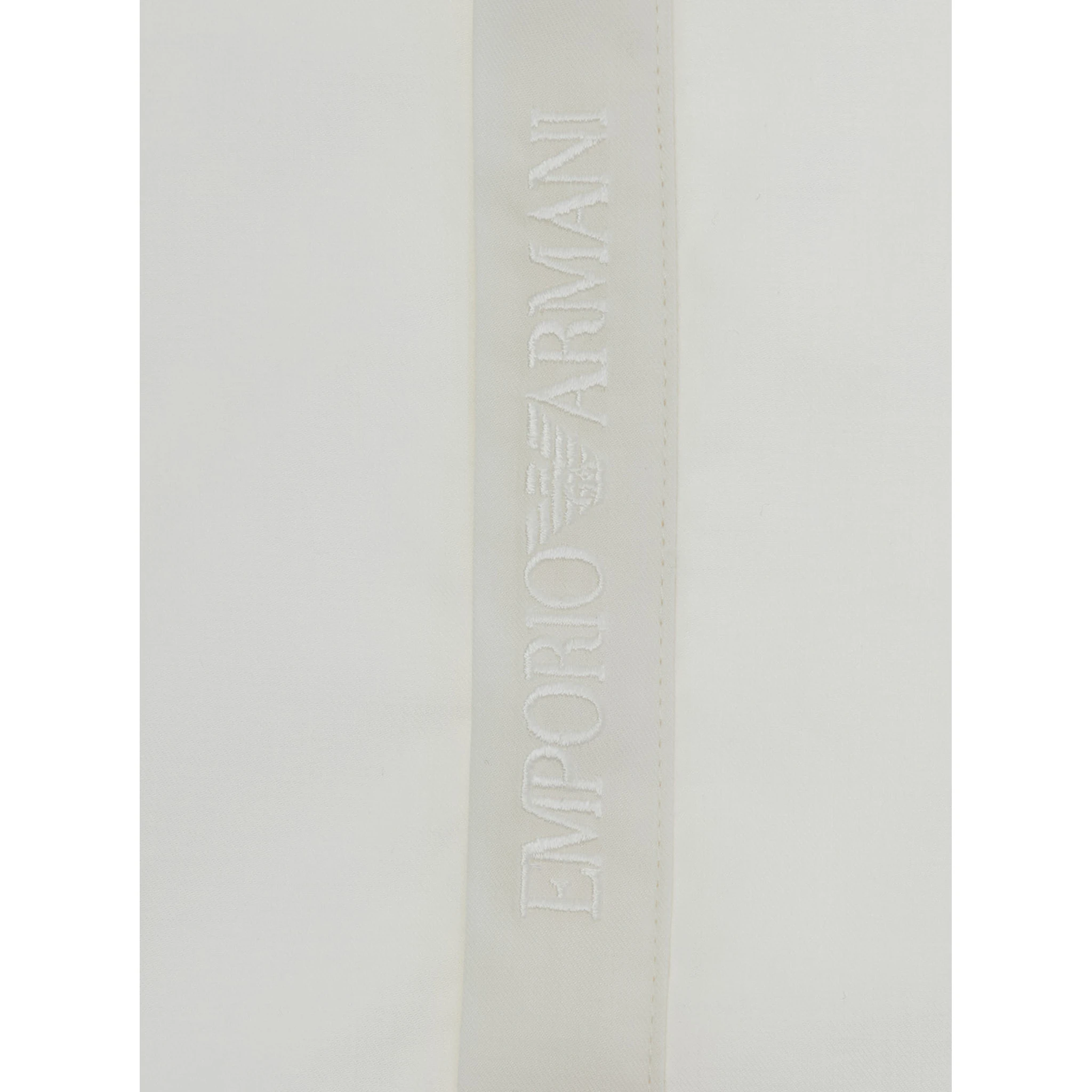 White Shirt with Classic Collar and Embossed Logo in Cotton Boy