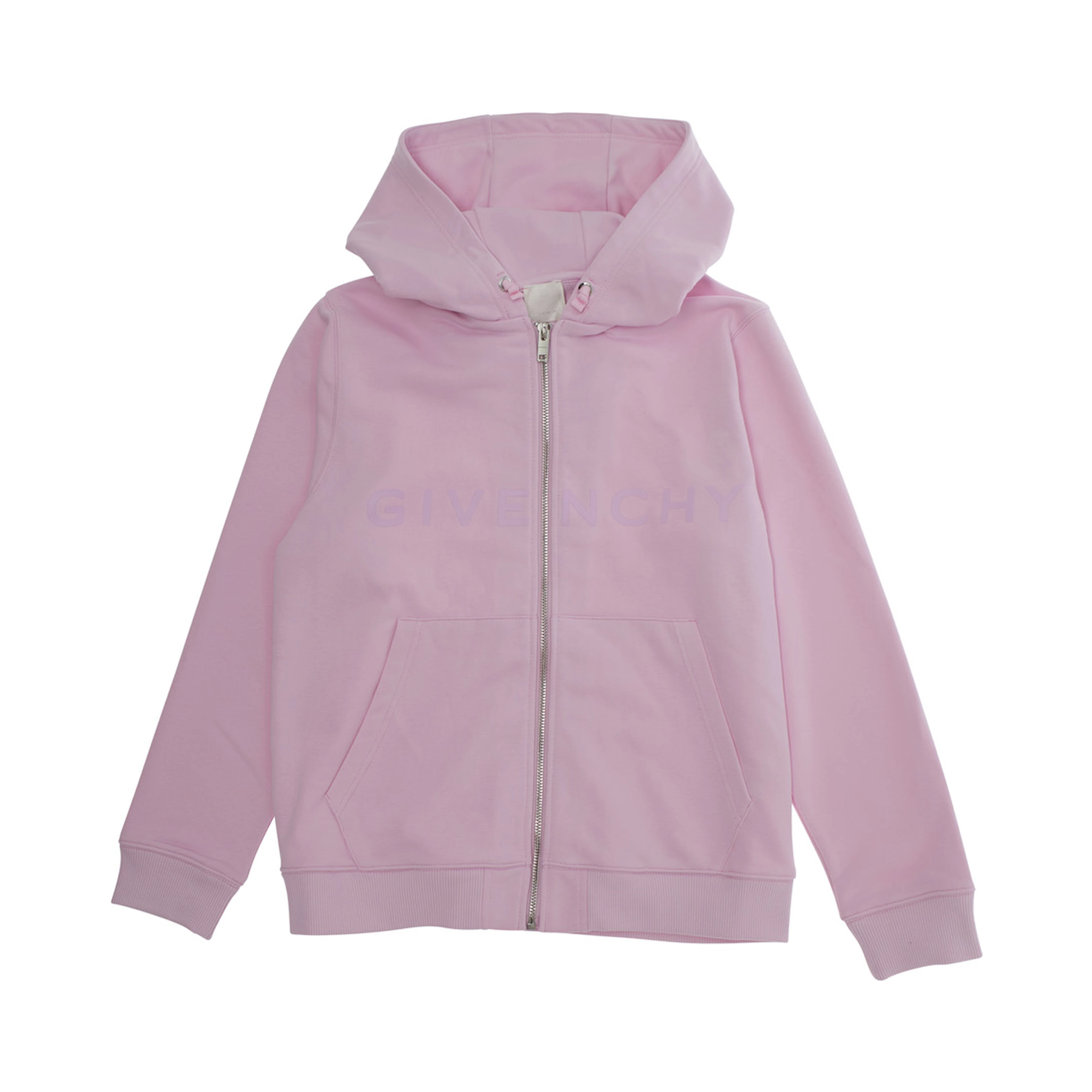 Pink Cardigan with Fixed Hood and Logo Lettering in Cotton Boy