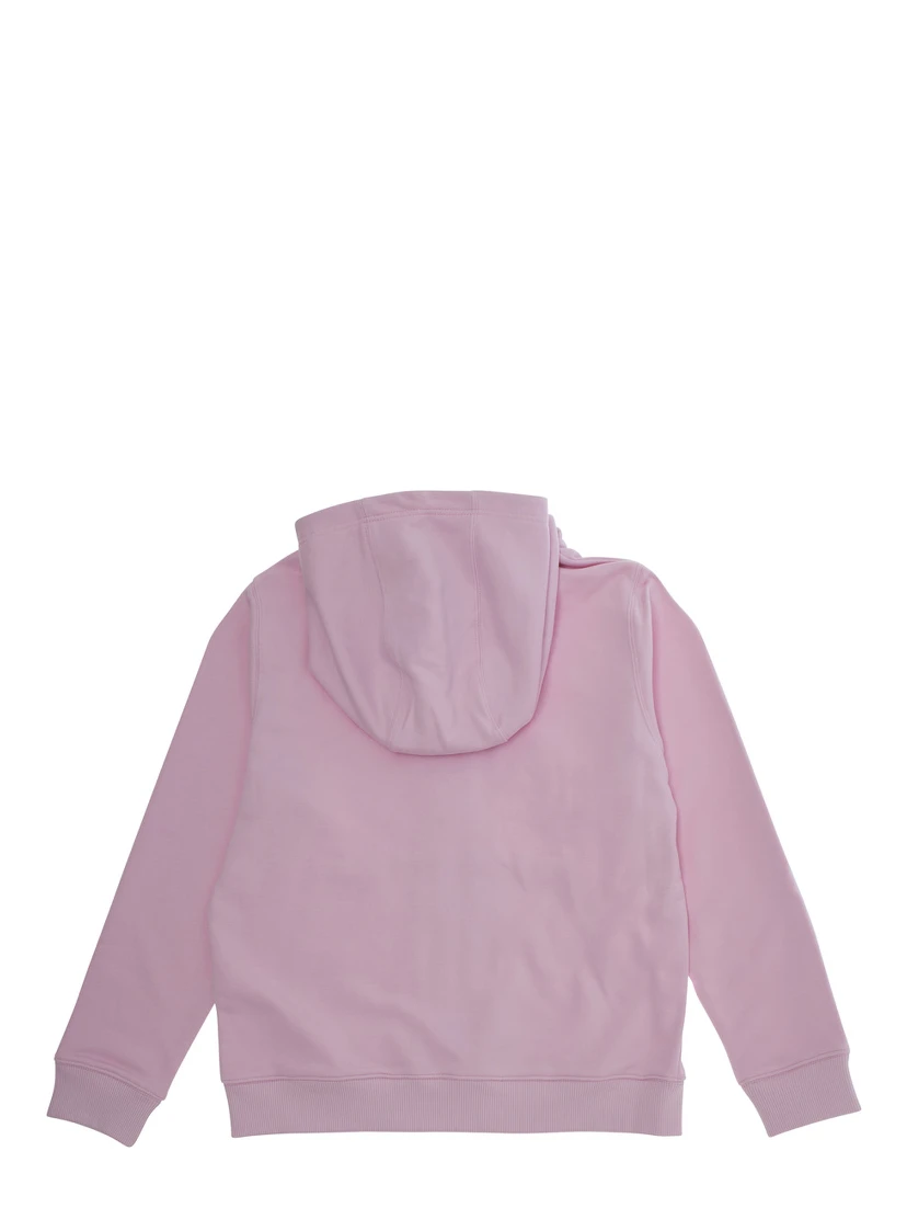 Pink Cardigan with Fixed Hood and Logo Lettering in Cotton Boy