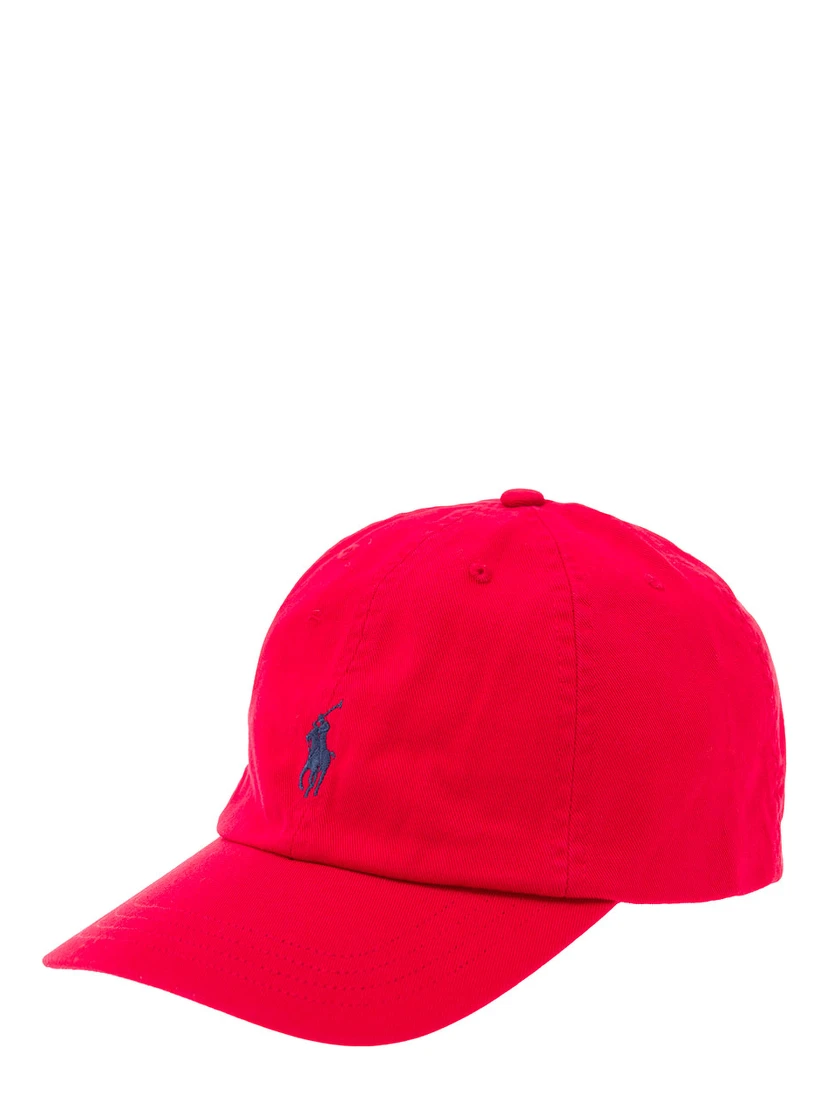 Red Baseball Cap with Pony Embroidery in Cotton Boy