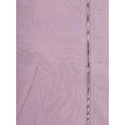 Pink Cardigan with Fixed Hood and Logo Lettering in Cotton Boy