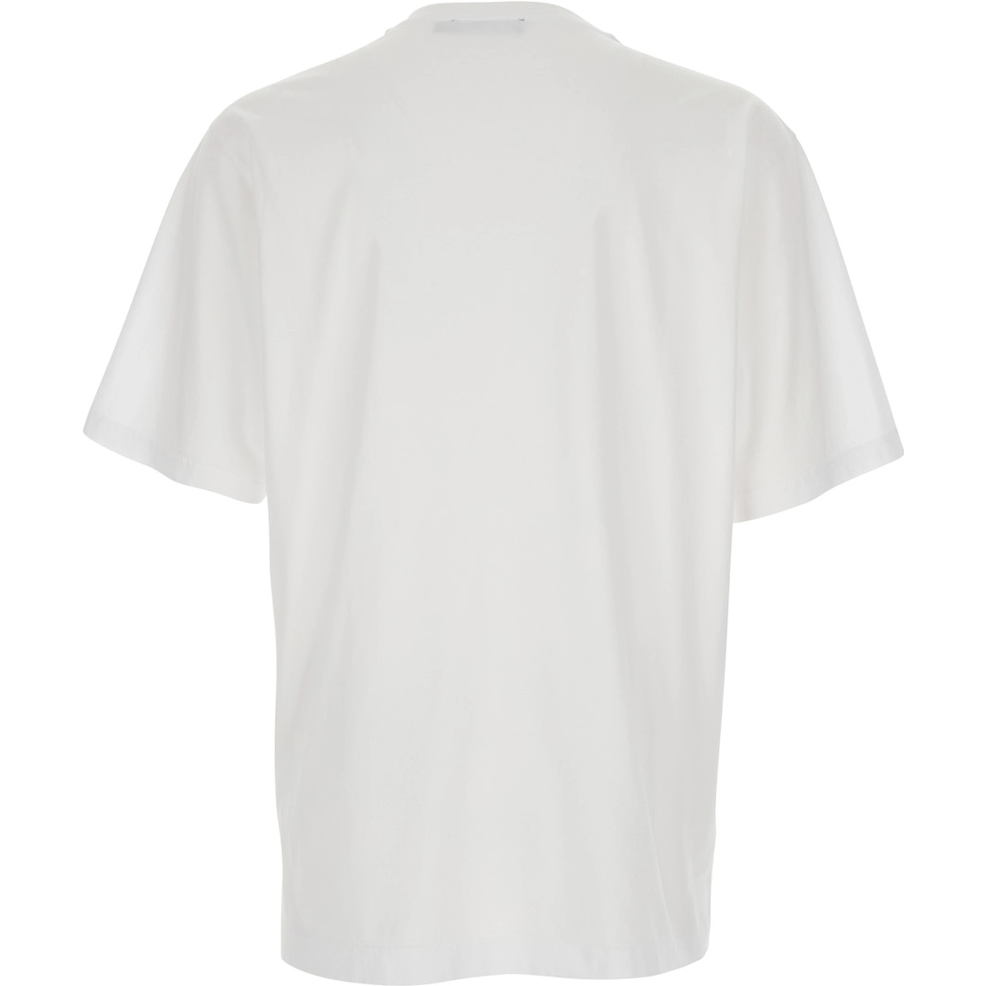 White Crewneck T-Shirt with Logo Embroidery on the Front in Cotton Man