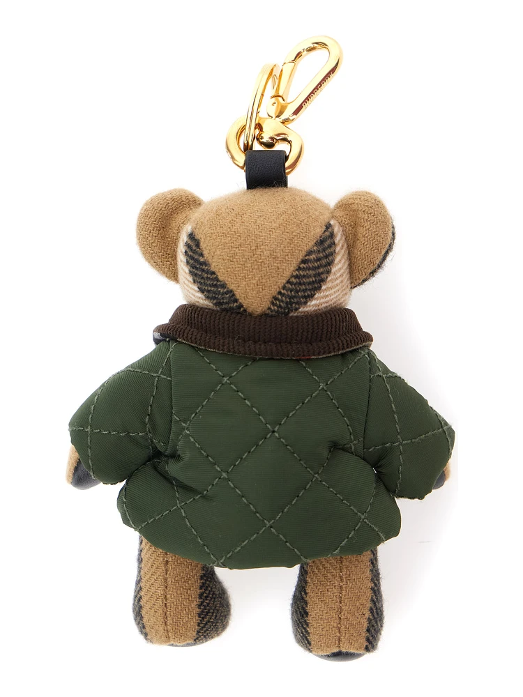 Green Thomas Countryside Keychain with Bear Charm and Lobster Claw in Cashmere and Metal Woman alternative