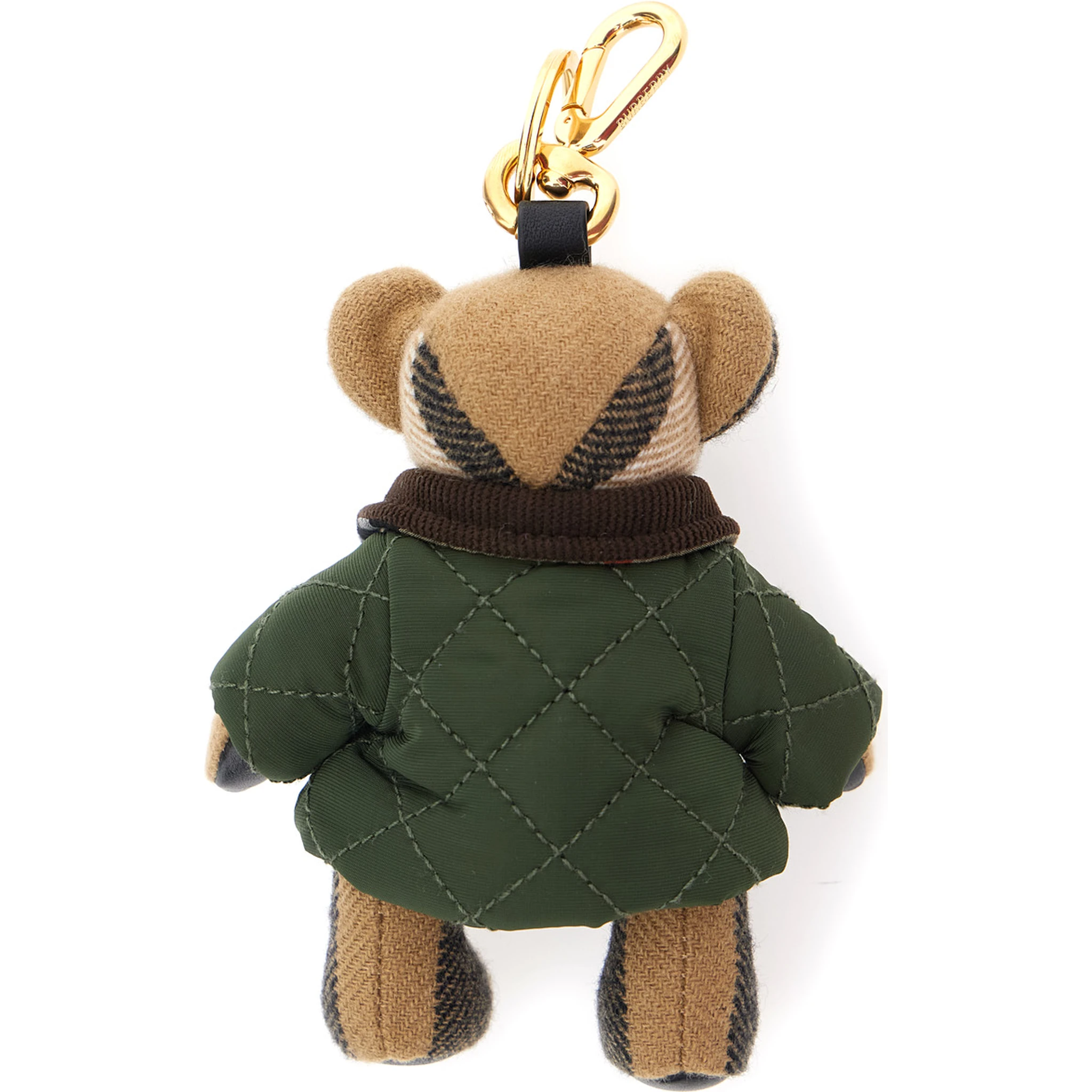 Green Thomas Countryside Keychain with Bear Charm and Lobster Claw in Cashmere and Metal Woman